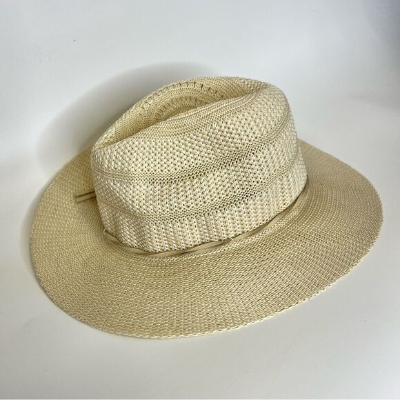 NEW Lucky Brand Stripe Woven Knit Hat Cream One Size - Picture 4 of 12